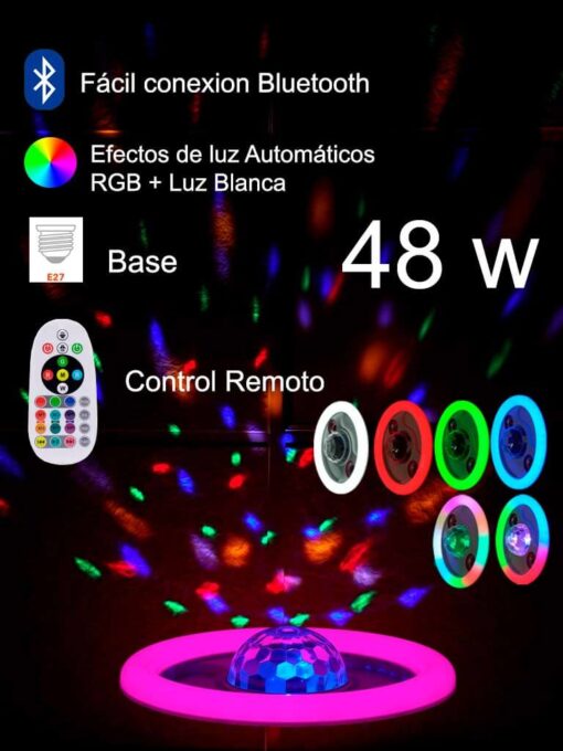 Foco RGB de Colores con Bocina Bluetooth 48W 28015